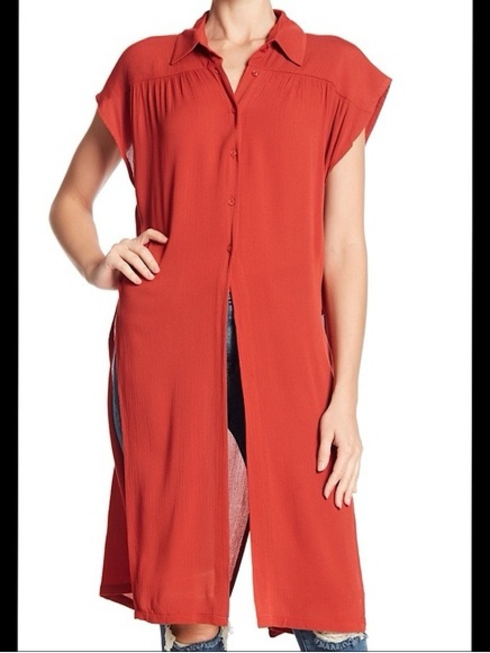 Wayf potenza rust tie waist kimono top duster size small